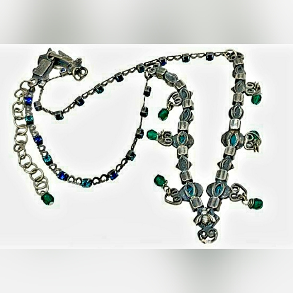 Mermaid Mary DeMarco Cat's Eye, Crystal & Rhinestone Chevron Ocean Necklace - Picture 10 of 15